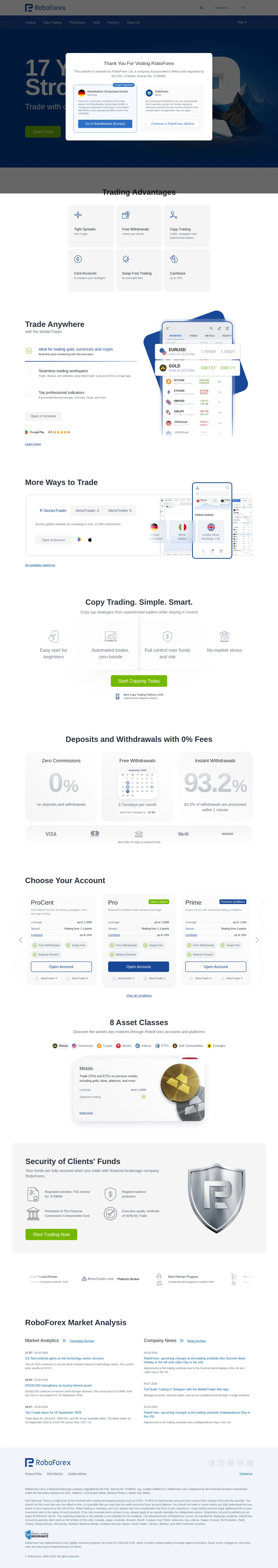 RoboForex AE root page as we captured it