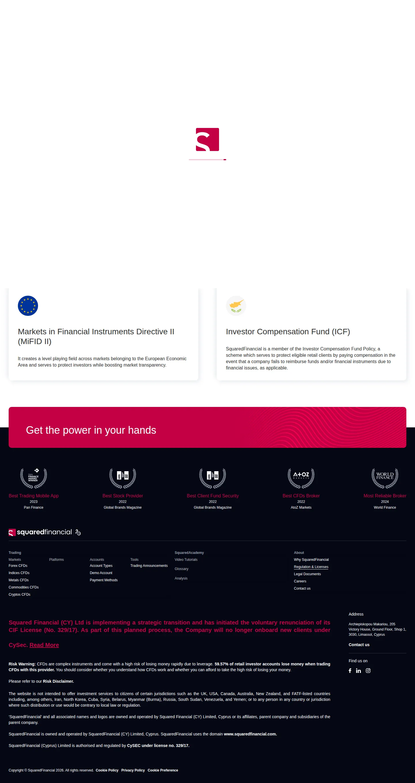 SquaredFinancial AE legal page as we captured it