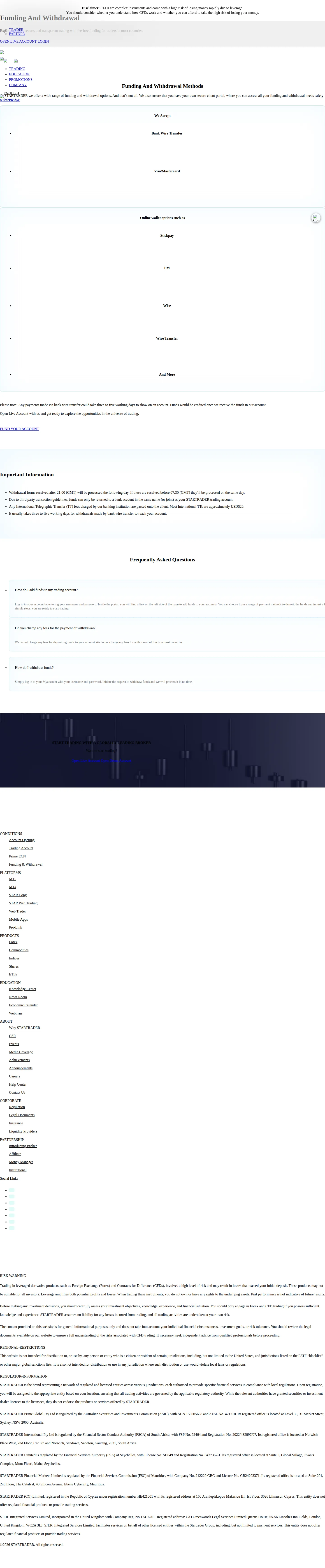 STARTRADER AE fees page as we captured it