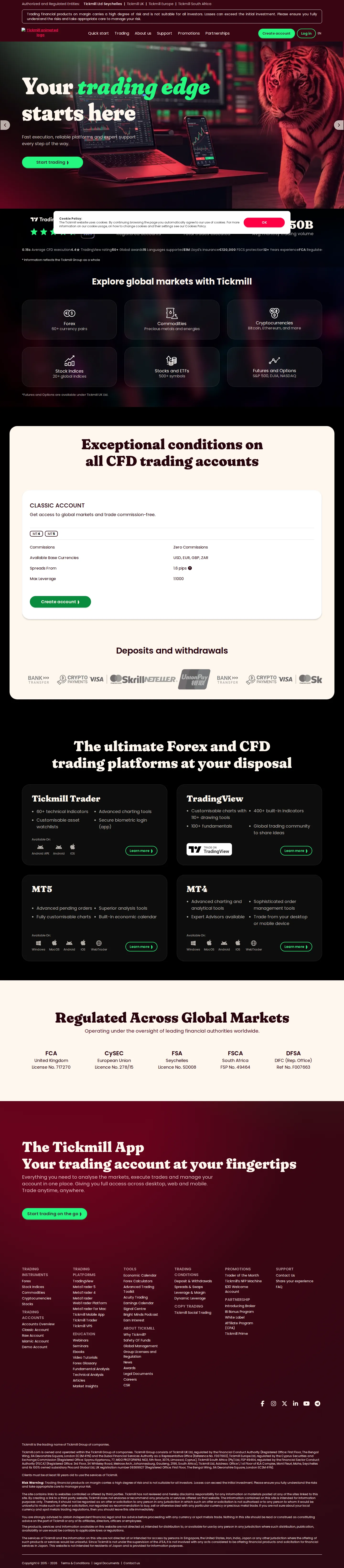 Tickmill AE platforms page as we captured it
