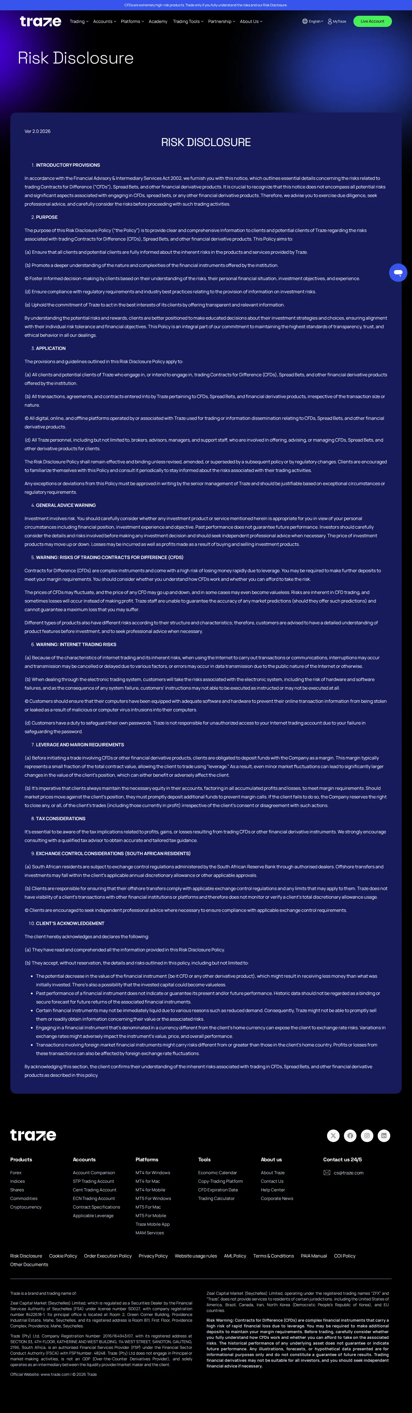 Traze GB legal-2 page as we captured it