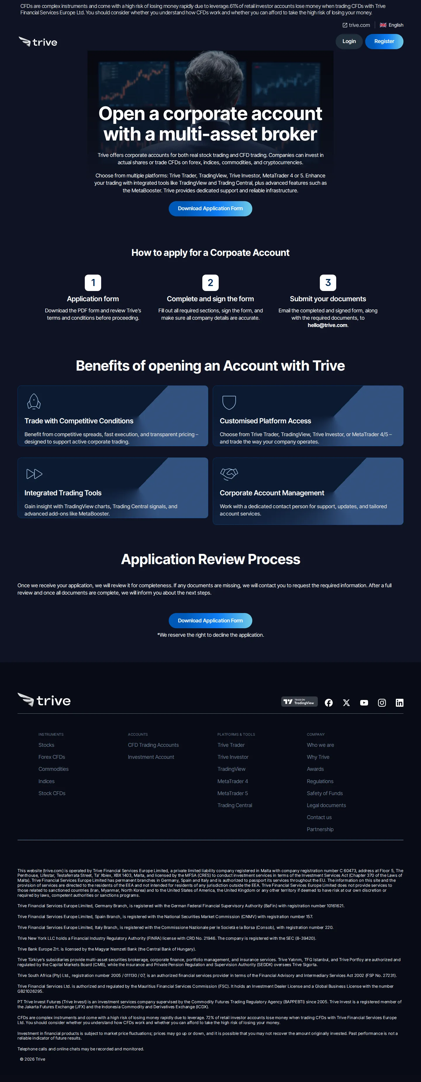 Trive AE accounts page as we captured it