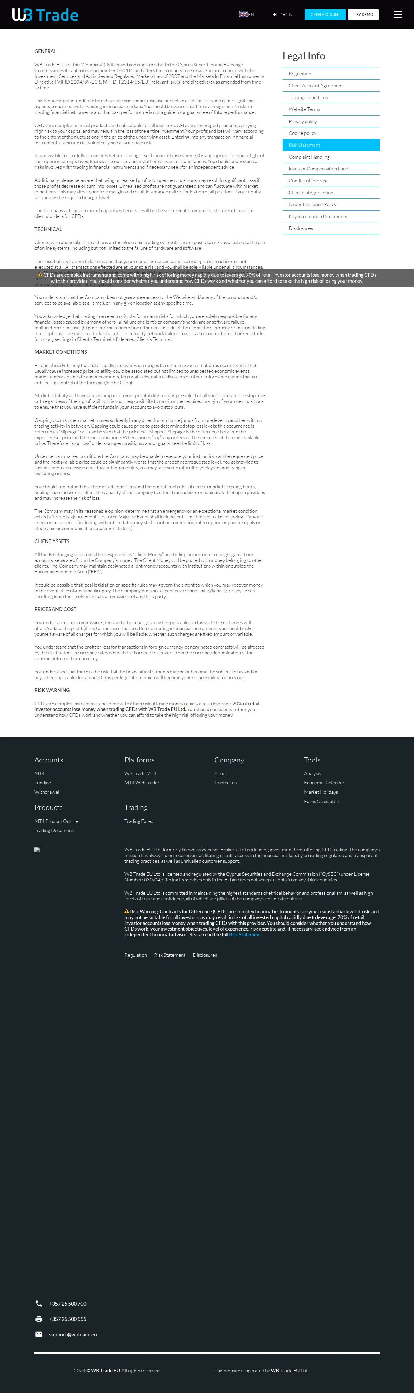 Windsor Brokers GB risk page as we captured it