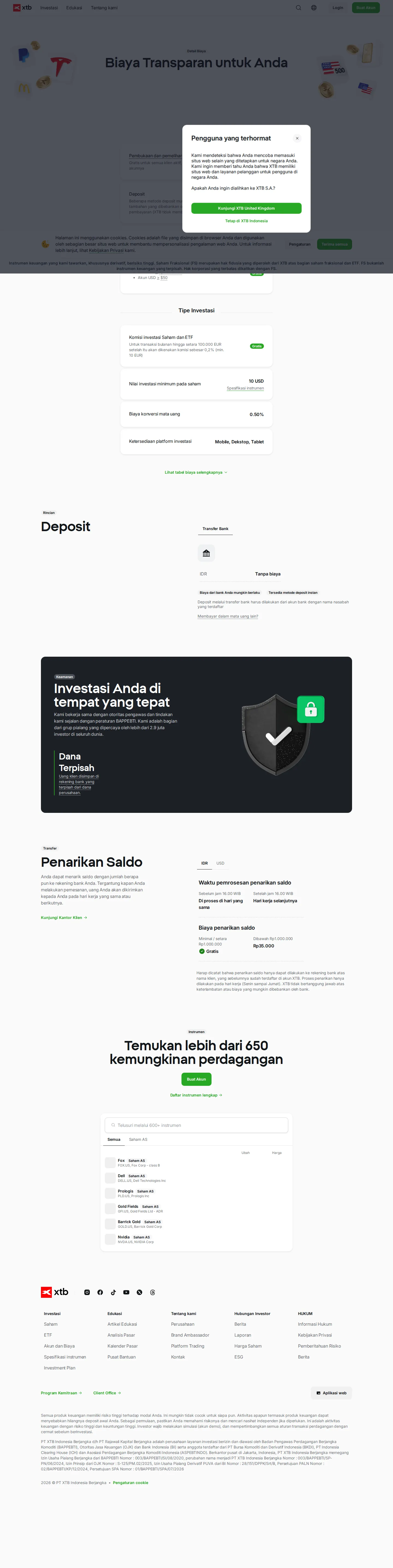 XTB AE fees page as we captured it