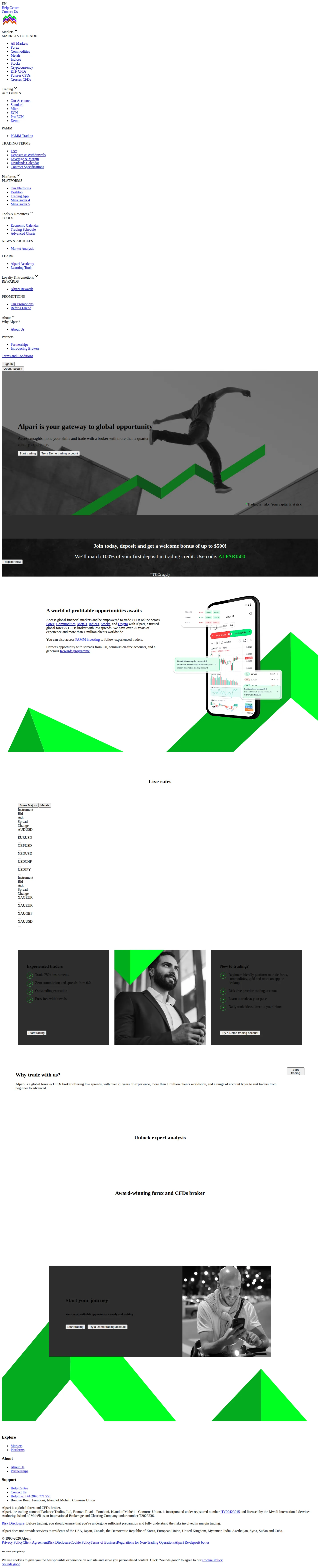 Alpari AU terms page as we captured it