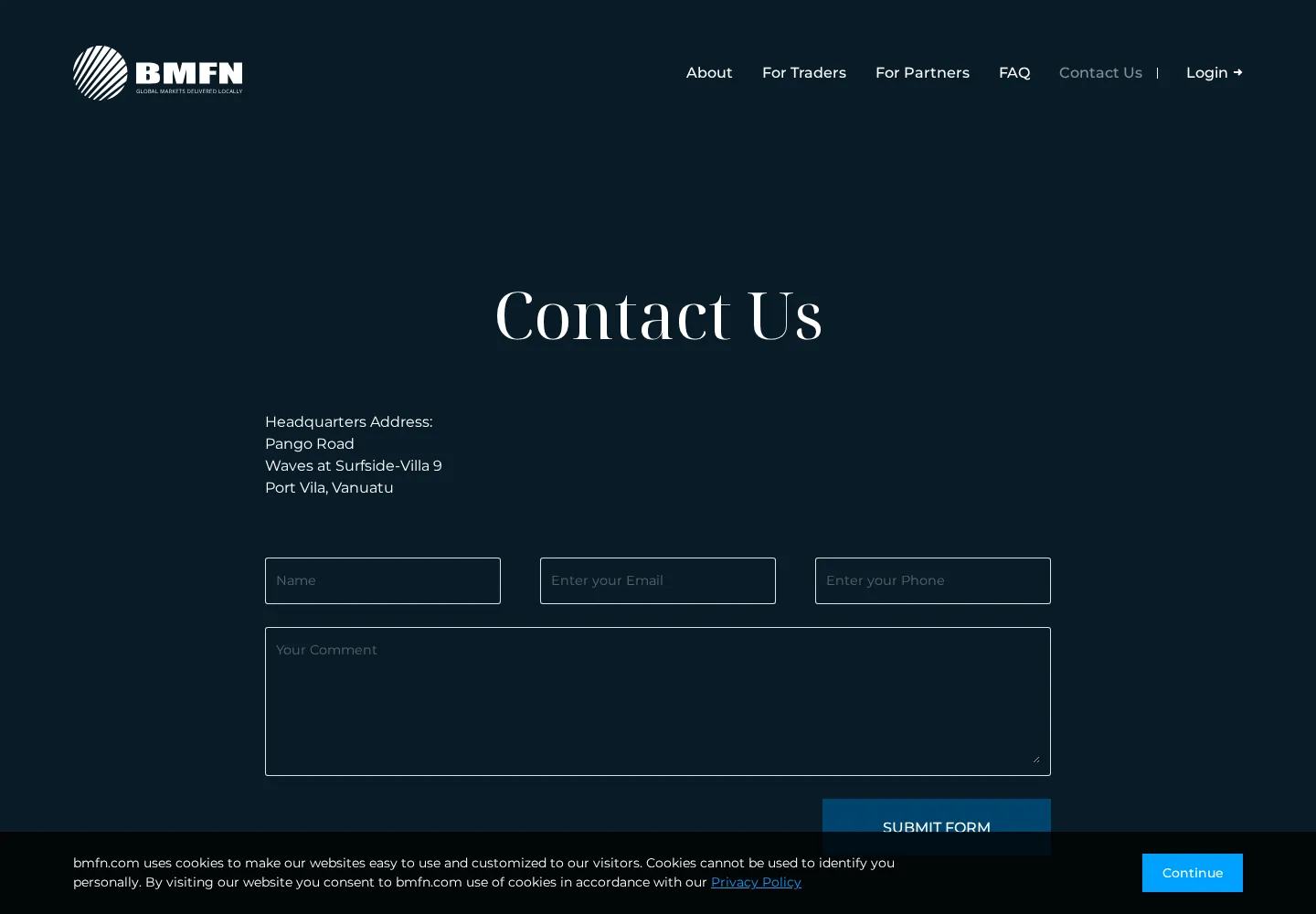 BMFN live-contact page as we captured it