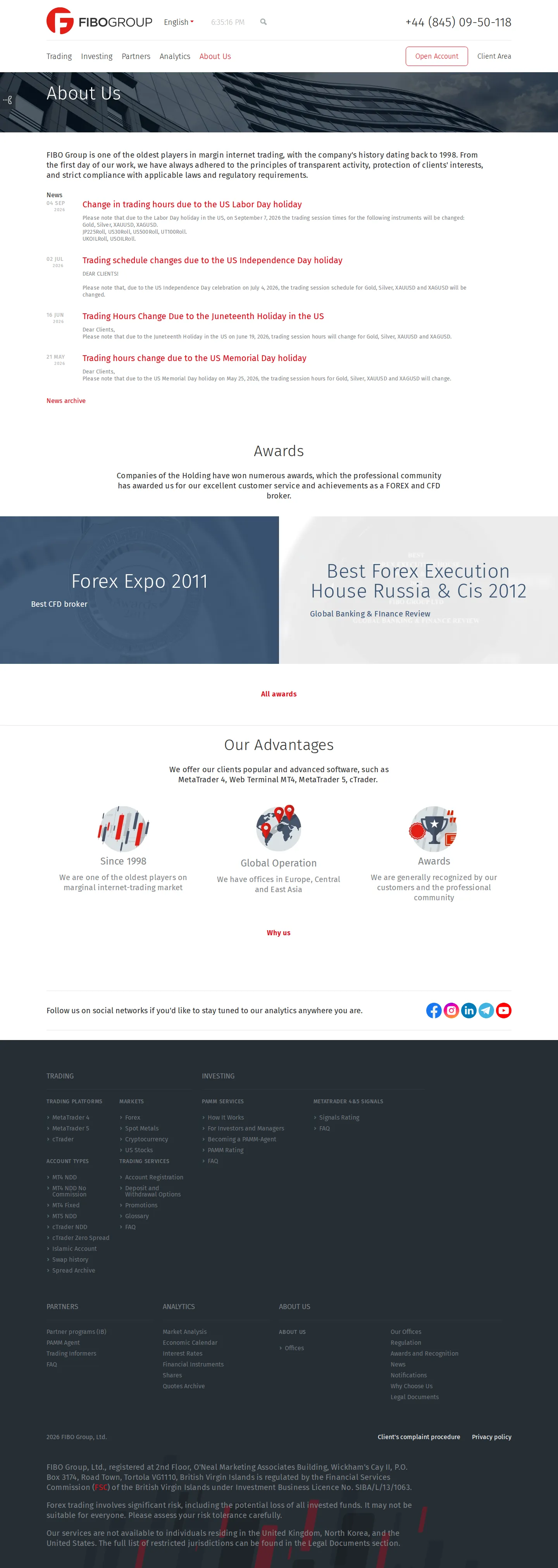 FIBO Group AE about page as we captured it