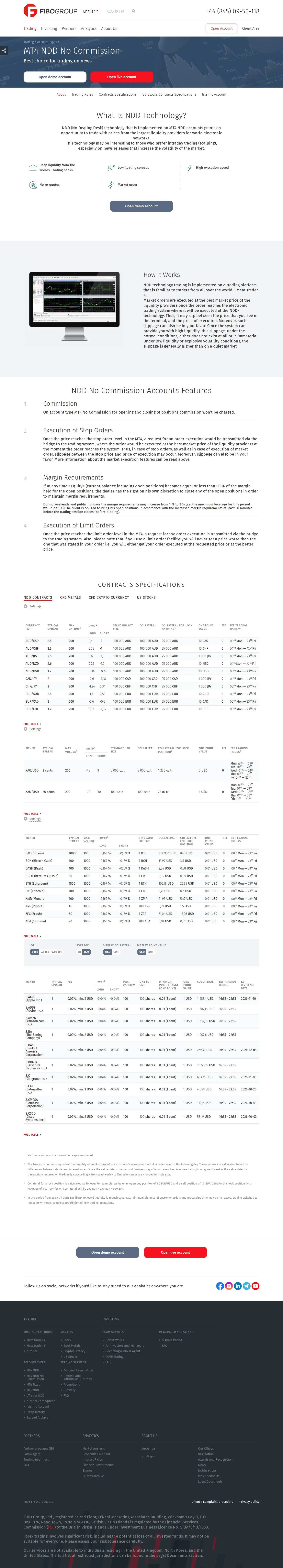 FIBO Group AE fees page as we captured it