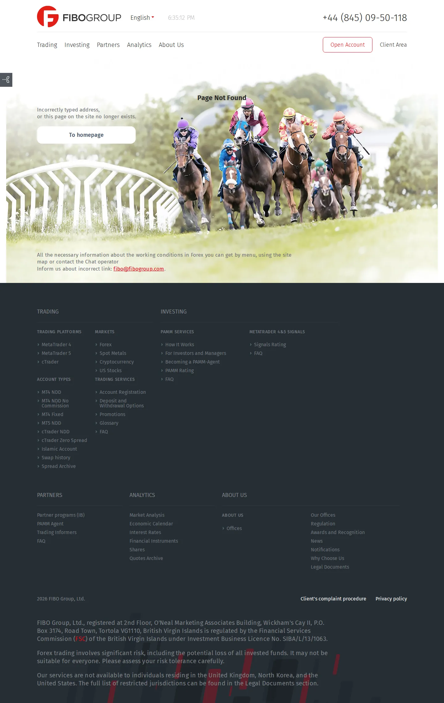 FIBO Group AE risk page as we captured it