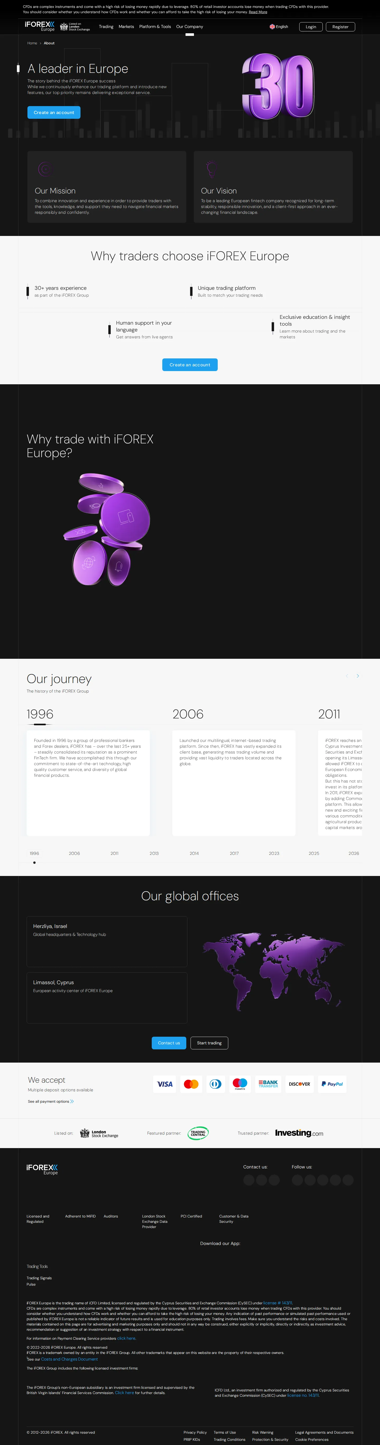 iFOREX Europe AE about page as we captured it