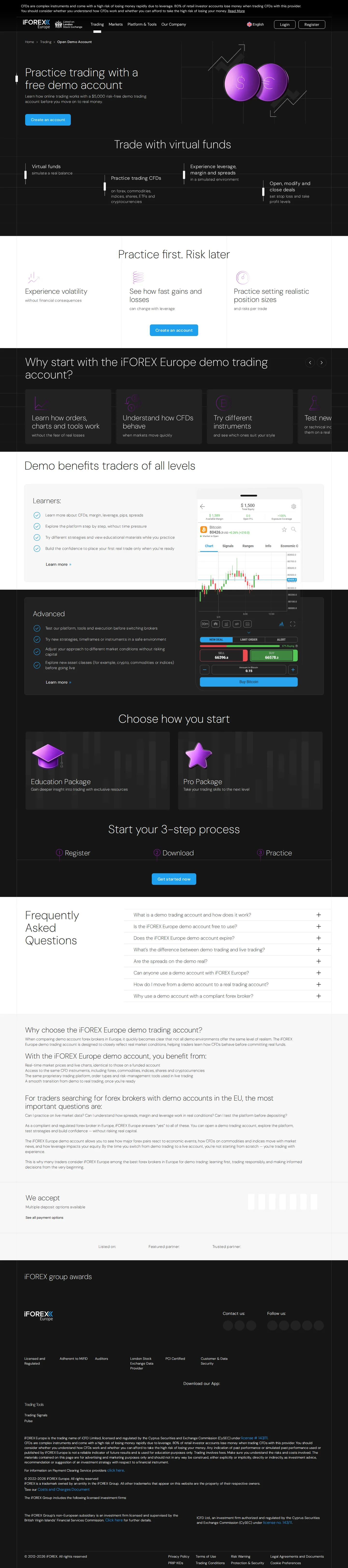 iFOREX Europe AE accounts page as we captured it