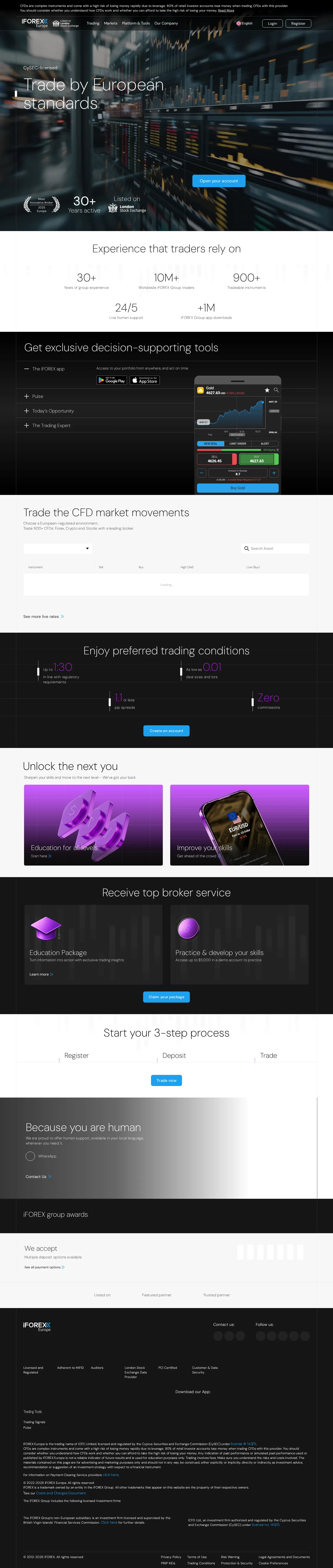 iFOREX Europe AE root page as we captured it